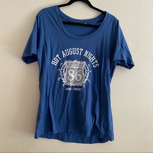 🍄 Hot August Nights blue graphic Tee - Picture 1 of 5